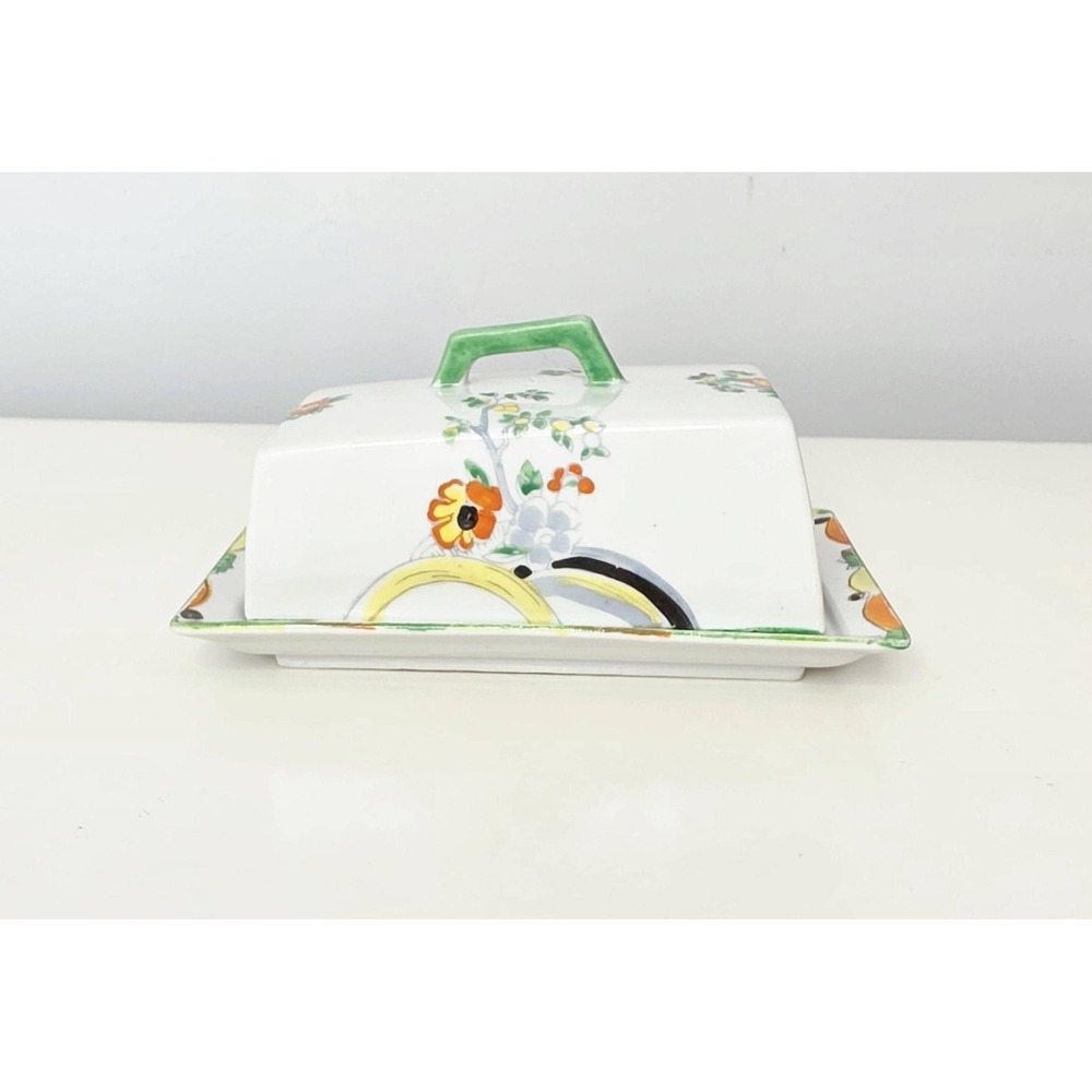 Rare Antique 1920s Art Deco English Butter Dish